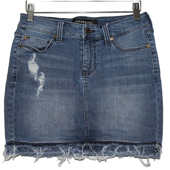 Women's Liverpool Fairhaven Blue Denim Medium Wash Casual Jean Skirt Size 25 / 0 - Picture 1 of 2